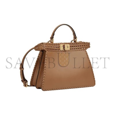 FENDI VITELLO KING CEYLON SHINY NAPPA WOVEN SMALL PEEKABOO I SEE U SATCHEL SAND 8BN327AHVYF11WP (33*26*14cm)